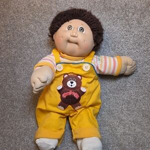 Cabbage Patch Kids Brown Haired Shag Boy Teddy Bear Overalls HM2 Coleco 1985